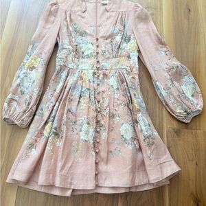 Zimmermann Floral Dress in Peach and Cream